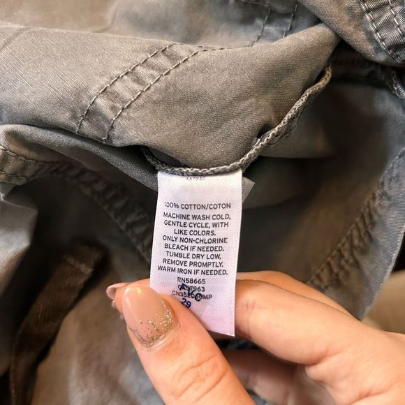 CASLON Women Light Gray 100% Cotton Utility Military Jacket Windbreaker - Picture 3 of 3